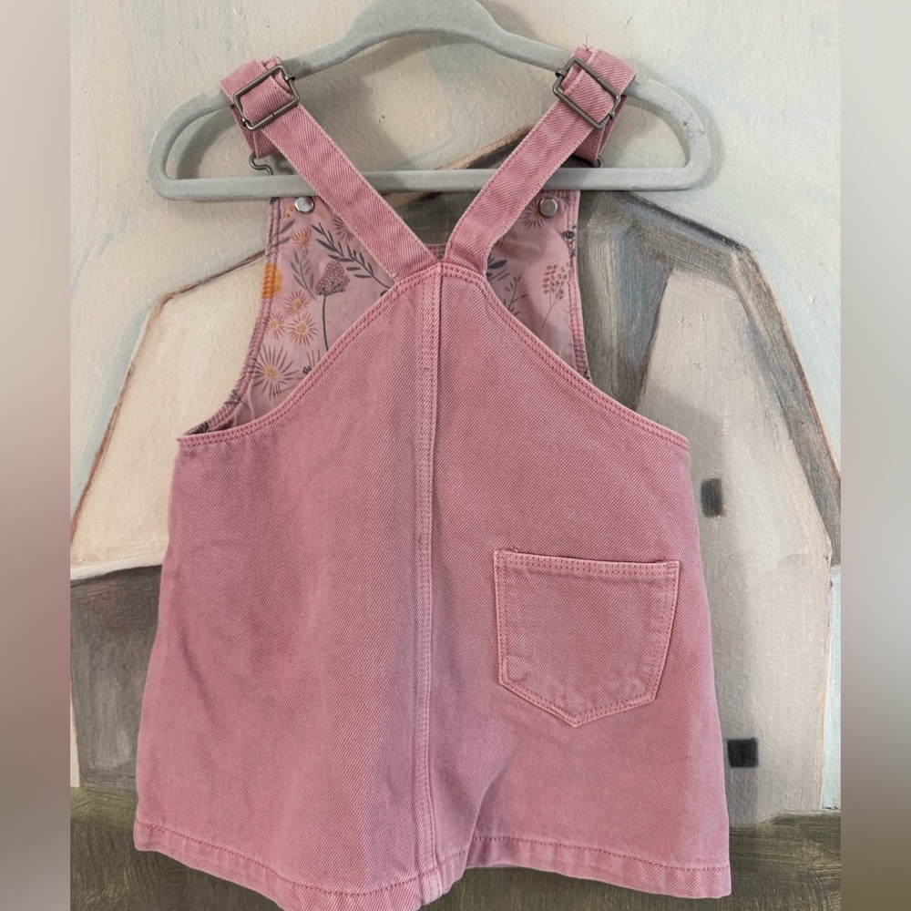 ZARA Pink Denim Overall Tank Dress Size 12-18M - Picture 5 of 5